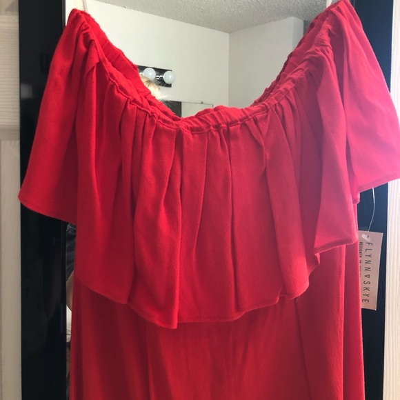 Flynn Skye Red Strapless Midi Dress - Picture 2 of 3